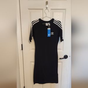 Adidas Three Stripe Body Con Dress Size M